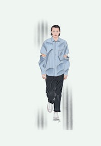 an illustration of a man walking down the street